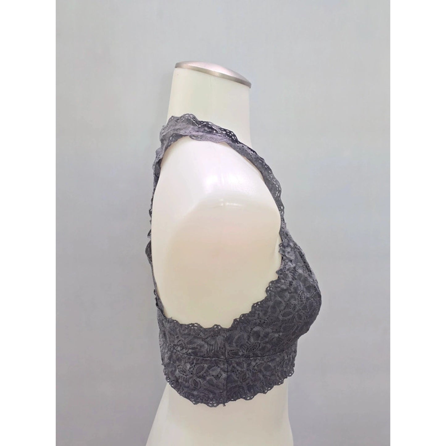 Felina Gray Lace Floral Whimsygoth Fairy Coquette Bridal Bralette Medium