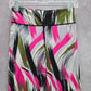 Green Pink Print Capri Cropped Stretch Active Pants Bottoms Leggings M/L