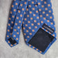 Lands' End Blue Floral Geometric 100% Silk Executive Corporate Men's Neck Tie
