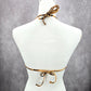 Yellow Black Animal Print Triangle String Padded Bikini Top Swimwear Medium