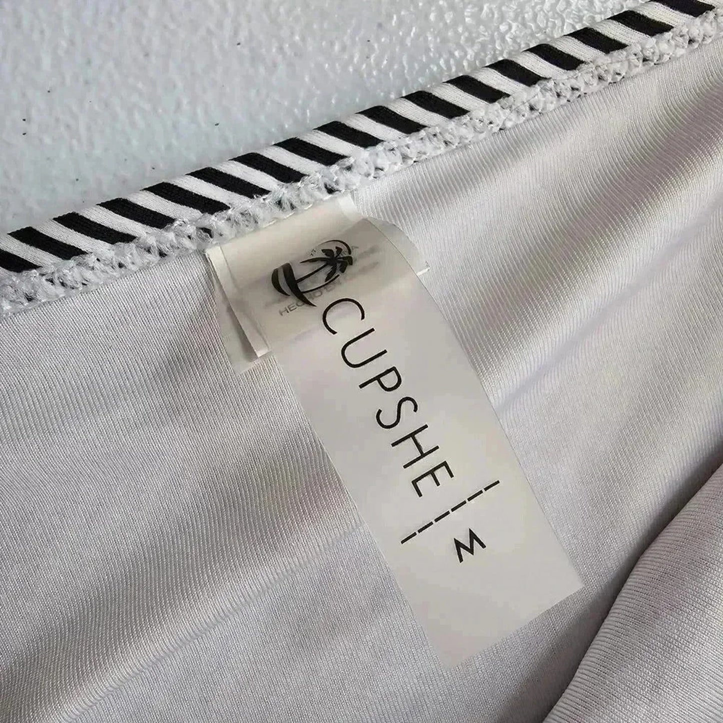 Cupshe Black White Stripe High Rise Bikini Bottoms Swimwear Swimsuit Size Medium