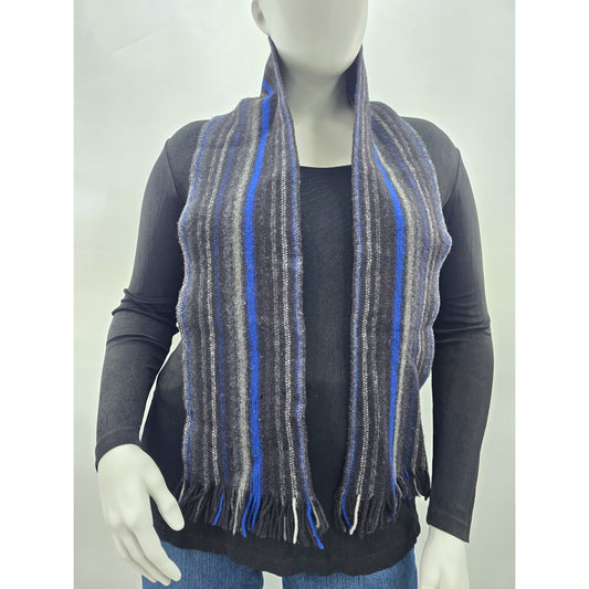 Stripe Gray Y2K Scarves Resort Whimsy Goth Cottage Wool Fringe Cozy Scarf OS