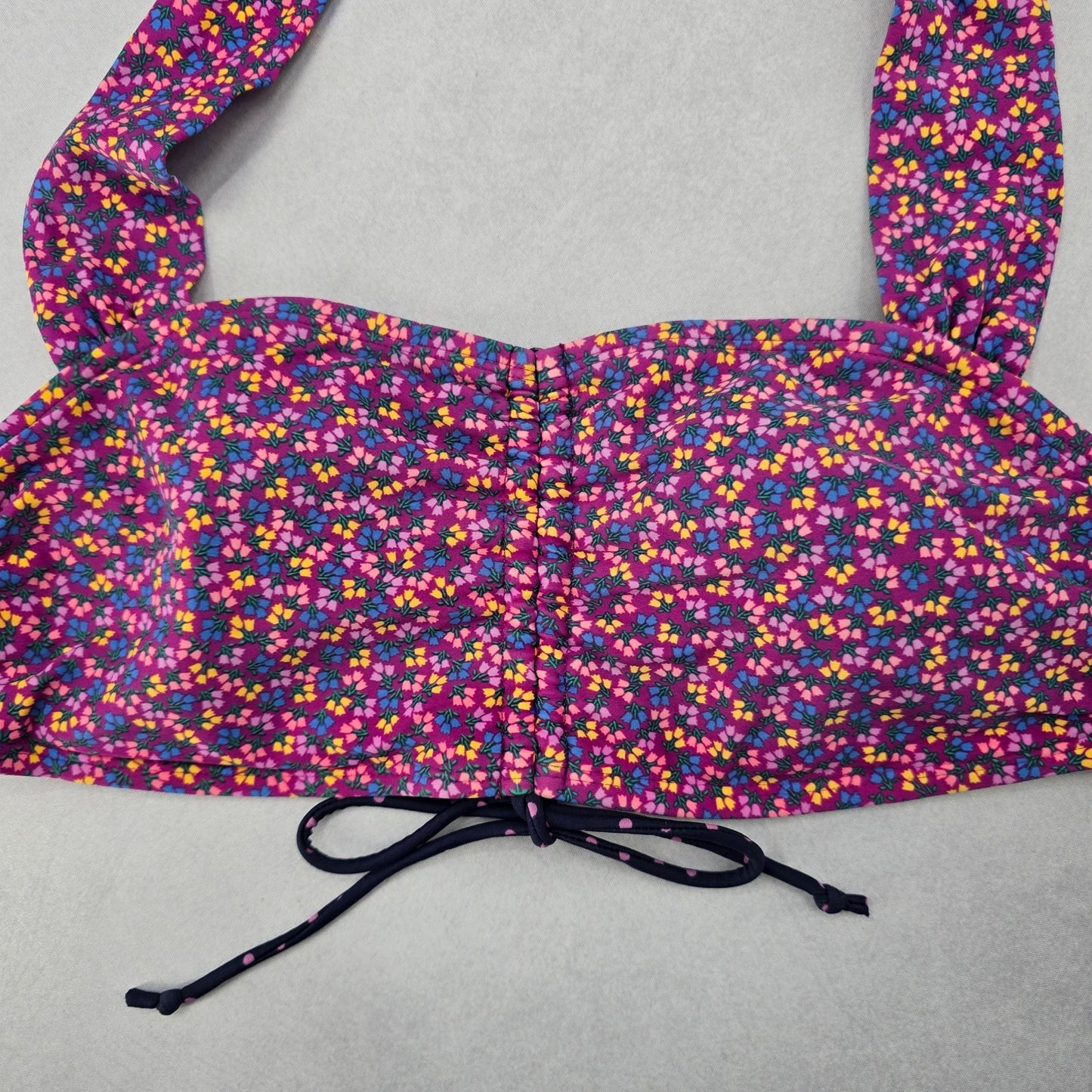 Matilda Jane Purple Floral Halter Tie Padded Bikini Bralette Swim Top S Small