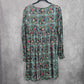 Rock & Roll Cowgirl Long Sleeve Black Floral Knee Length Western Dress Medium