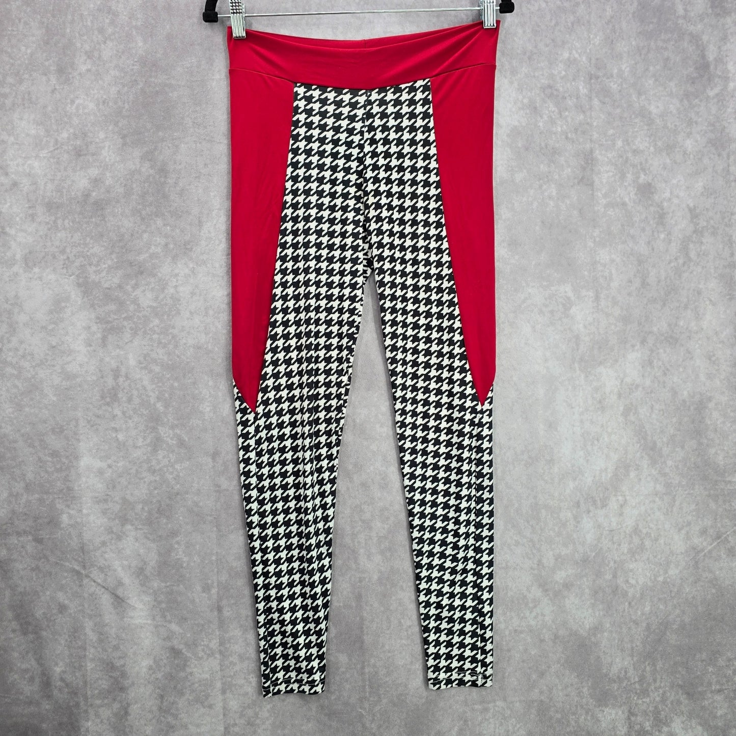 Red Black Houndstooth Active Stretch Legging Yoga Pant Bottoms S Small