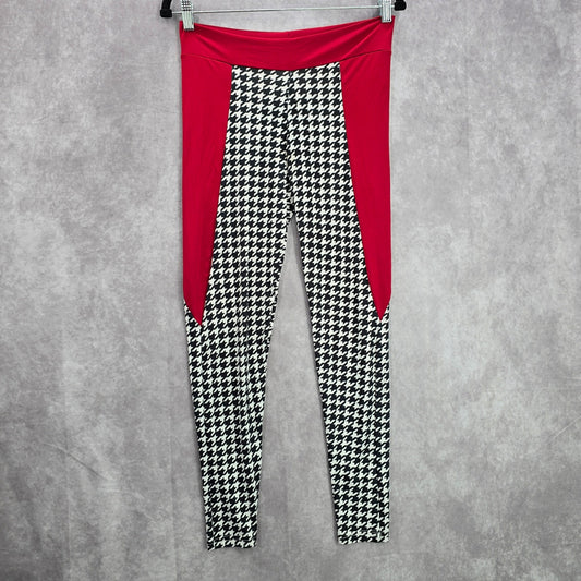 Red Black Houndstooth Active Stretch Legging Yoga Pant Bottoms S Small