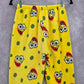 Yellow Spongebob Face Funky Fleece Sleep Bottoms Pajama Pants M Medium
