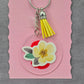 Letter Keychain Clear Silver Circle Handmade Acrylic Tassel Flower Q Yellow