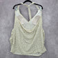 Liz Lange Maternity Cream Greek Key Halter Padded Tankini XL Extra Large