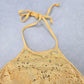 H&M Yellow Lace Crochet Eyelet Halter Tie Padded Bikini Bralette Swim Top 6