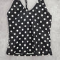 Bobbie Brooks Black White Polka Dot Halter Tie Swimwear Tankini Top Medium M