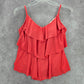 Aqua Green Ruffle Pink Swimwear Padded Tankini Tank Top Medium M