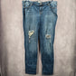 029. Torrid Denim Blue Distress Straight Tapered Denim Pants Jeans 24XT