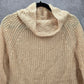 Pink Knit Gold Metallic Long Sleeve Pullover Cardigan Sweater Medium