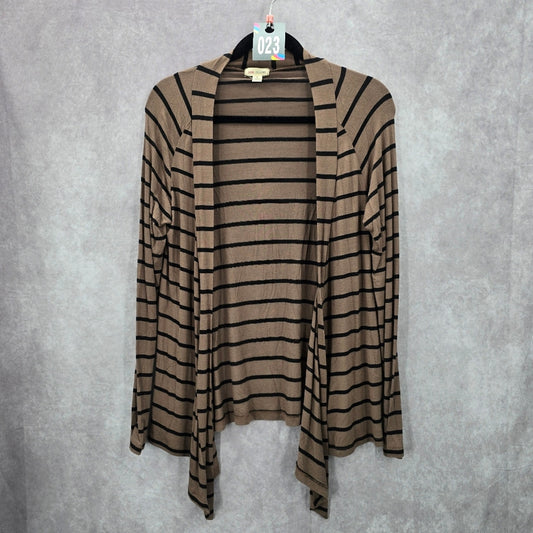 Love Culture Brown Black Stripe Open Cardigan Long Sleeve Sweater Small