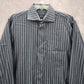 Artisti Italiani Grey Stipe Mens Work Cotton Button Down Dress Shirt XXL