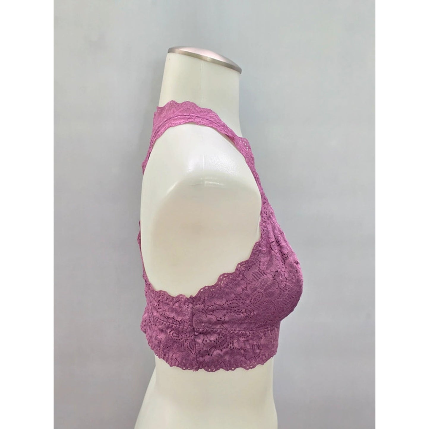 Felina Purple Lace Floral Whimsy Racerback Bridal Bralette Medium