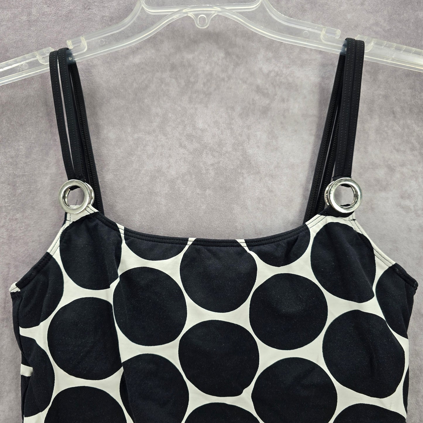La Blanca Black Polka Dot Crop Padded Swimwear Tankini Tank Top Medium M 8