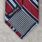 Nautica Red Blue White Striped Repp Executive Geometric Silk Neck Tie Men's
