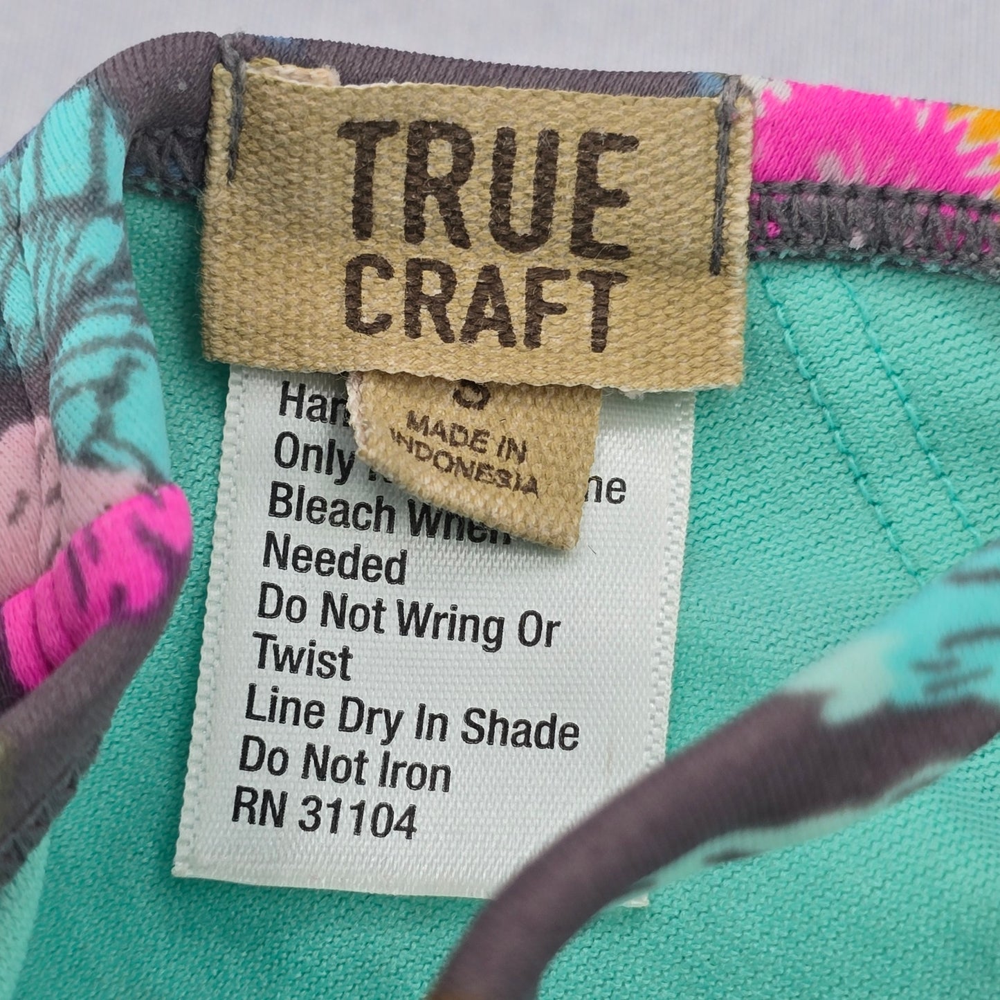 True Craft Gray Floral Halter Tie Padded Active Bikini Bralette Swim Top S Small