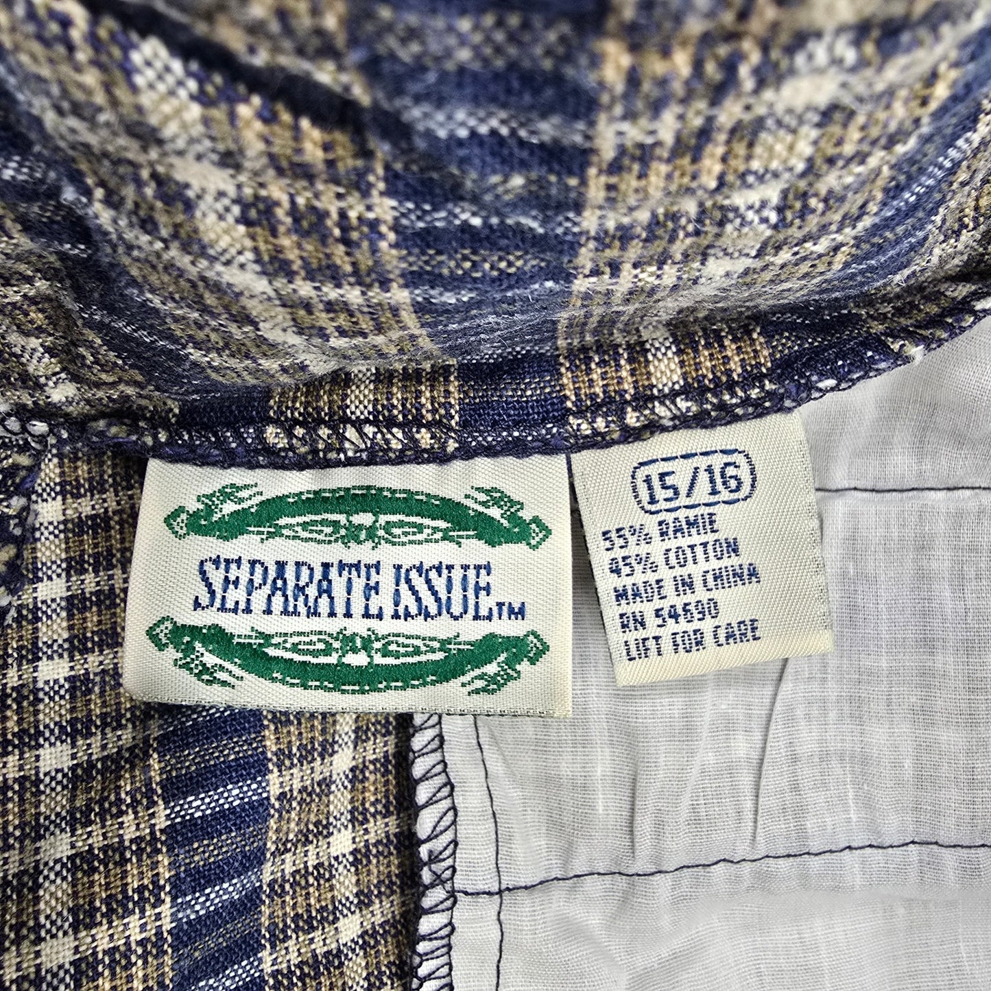 Separate Issue Blue Plaid Stripe Bermuda Pleated Bottoms Pants Shorts Plus 15/16
