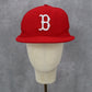 New Era Boson Red Sox Red Flat Bill Fitted Wool 7 3/8 Athletic Baseball Cap Hat