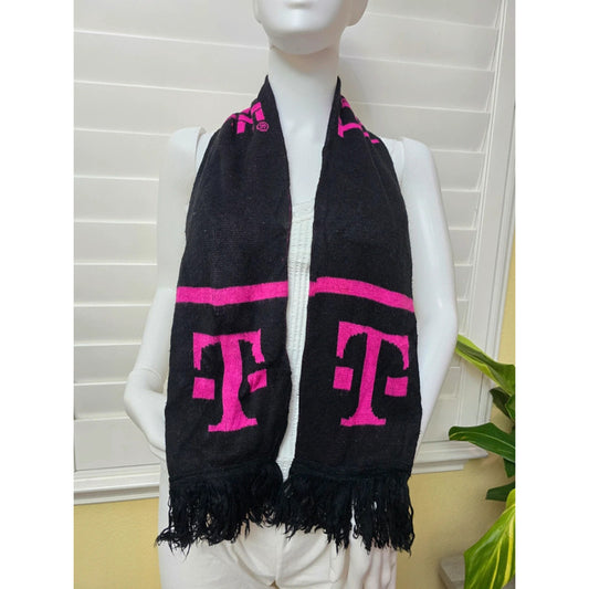 Black TMobile Tuesday Logo Fringe Cozy 90s Scarf OSFM