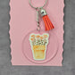 Letter Keychain Clear Silver Circle Handmade Acrylic Tassel Flower C Orange