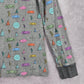 Gray Outdoor Camping Compass Print Long Sleeve Cotton Tee Top Extra Small XS