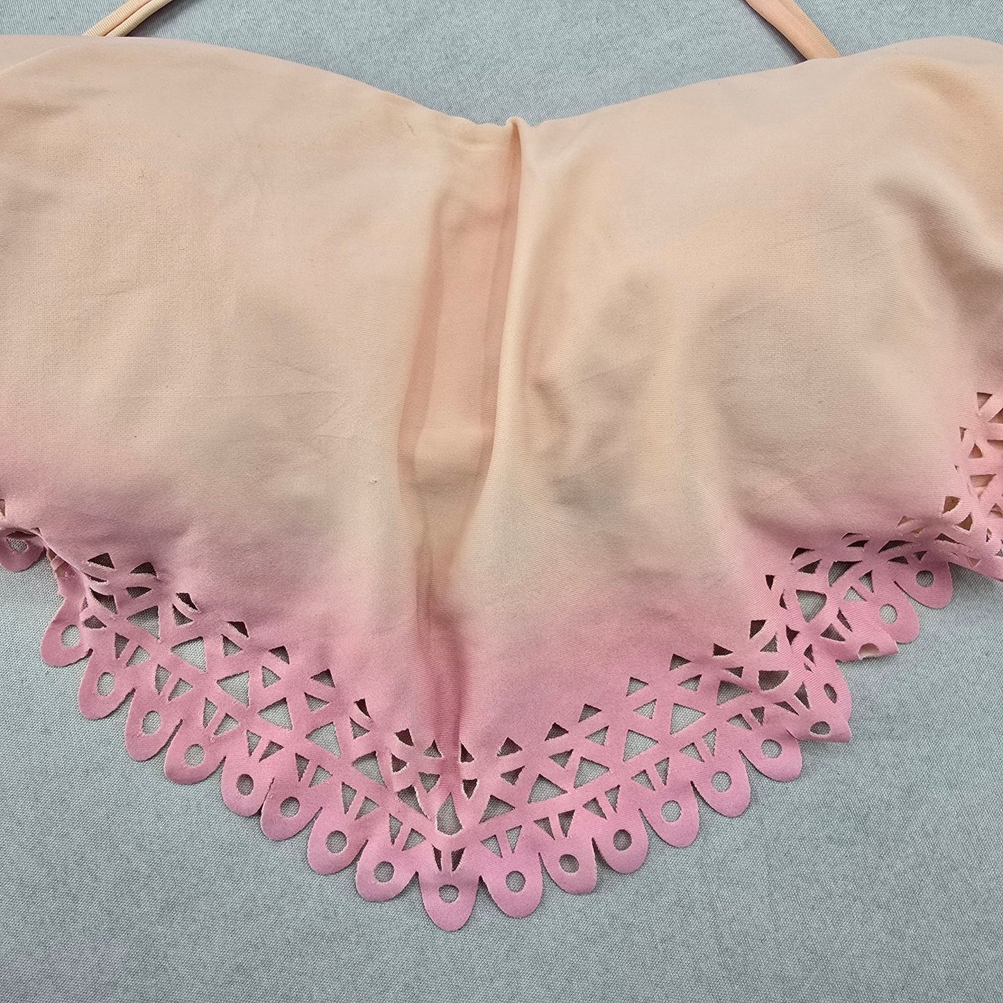 Orange Pink Ombre Cutout Tie Padded Beach Bikini Bralette Swim Top S Small