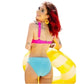 3GN Pink Blue One Piece Cutout Bathing Suit Silver Circle Swimwear Medium