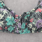 Time and Tru Black Floral Padded Adjustable Strap Bikini Top Swimwear Small