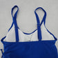 Blue Crisscross Ties Crop Padded Ruffle Beach Bikini Bralette Swim Top S Small