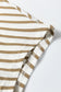 Khaki Stripe Leopard Patchwork Round Neck Loose T Shirt