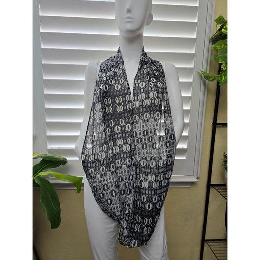 Black Geometric Pattern Y2K 90s Infinity Scarf OSFM