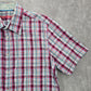 Report Collection Red Plaid Stripe Button Down Short Sleeve Work Casual Shirt XL