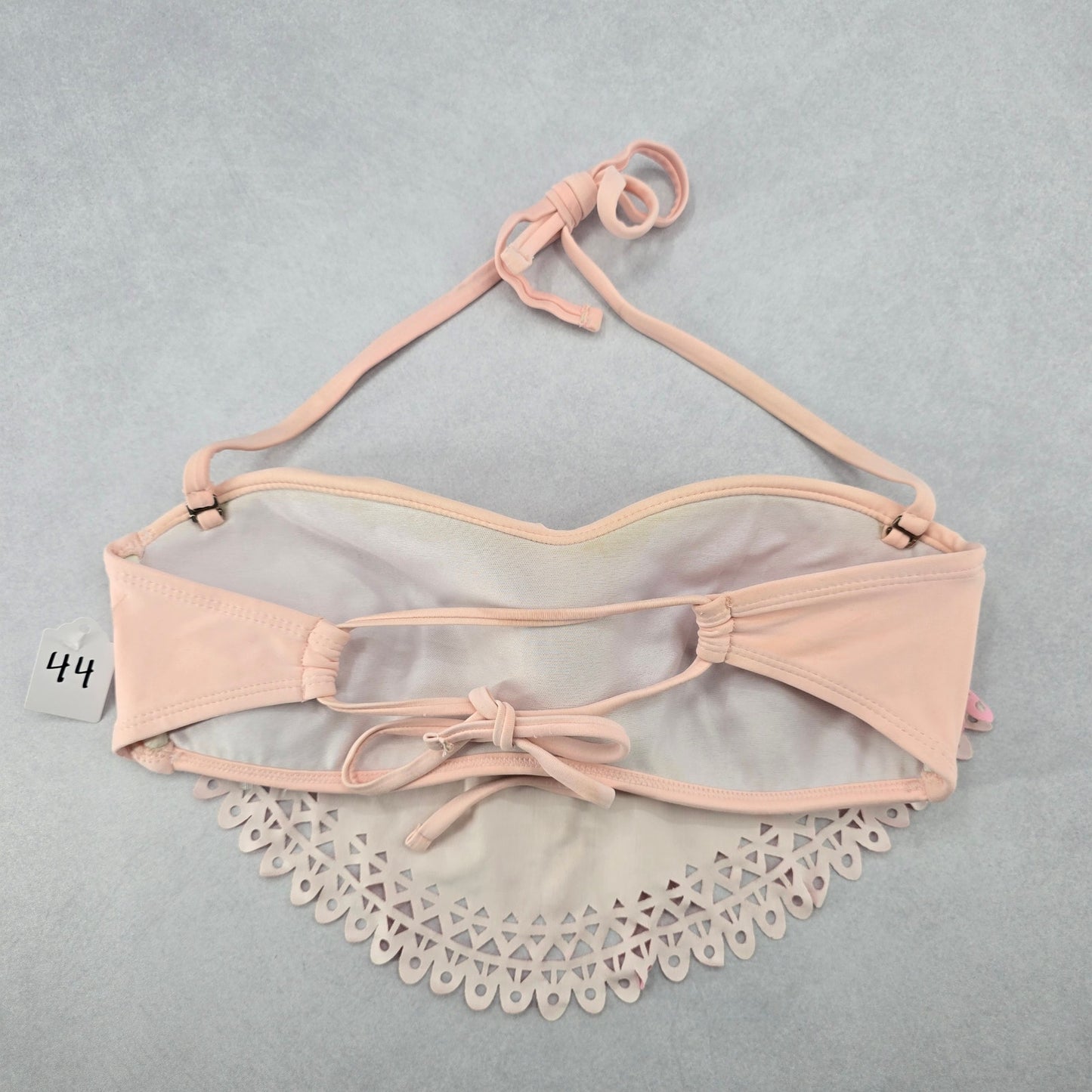 Orange Pink Ombre Cutout Tie Padded Beach Bikini Bralette Swim Top S Small