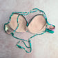 Shade & Shore Green Tropical Padded Wired String Tie Bikini Top Swimwear 34B