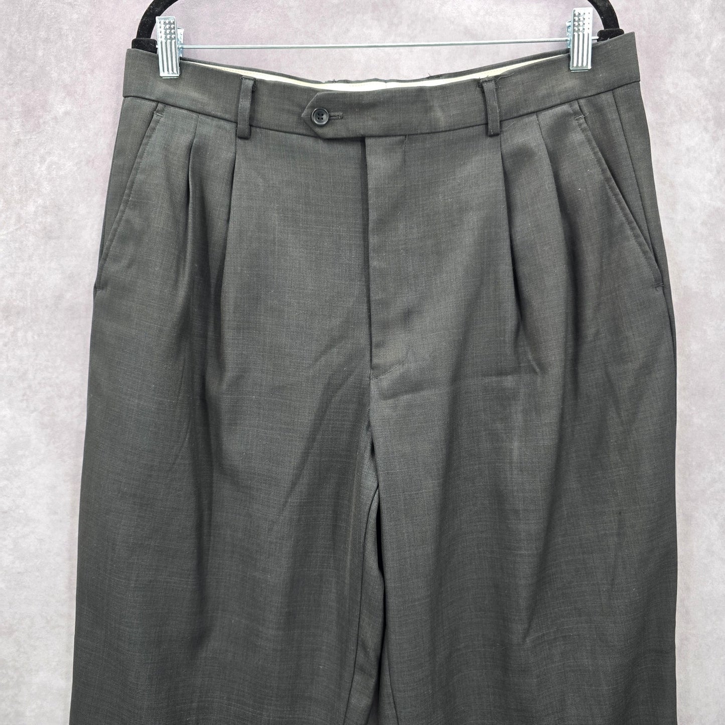Villa D'Marco Tailored Trouser Gray Executive Office Work Dress Pants 36x30