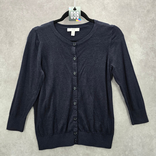 1901 Navy Blue Button Down Cotton Cardigan Sweater Small