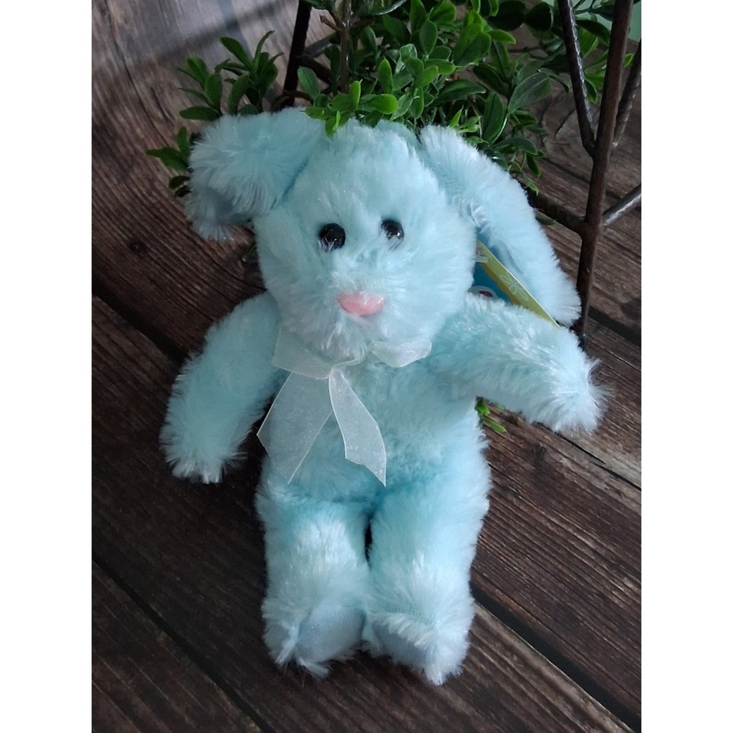 Blue Easter Bunny with Bow Plush Toy