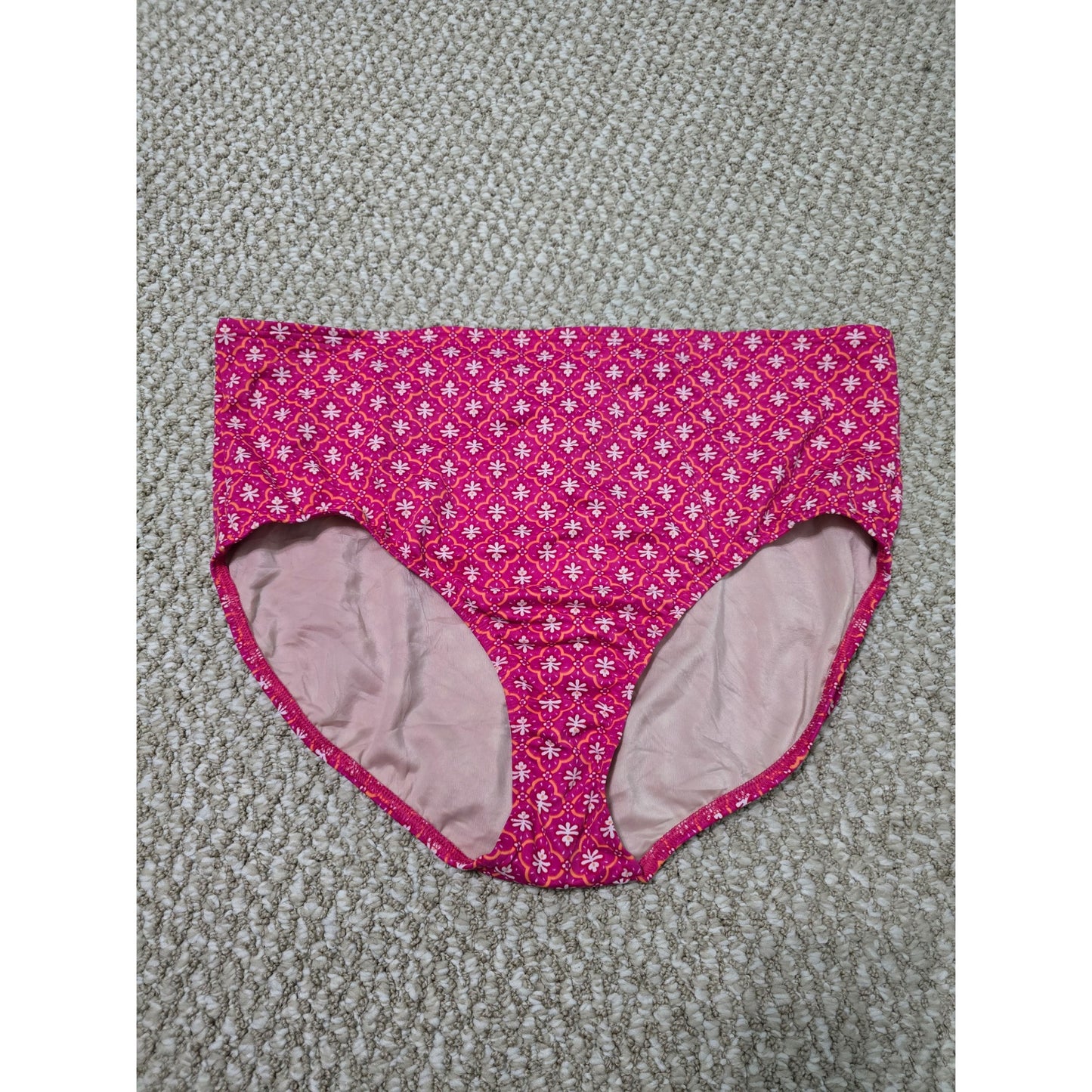 Pink Floral High Waist Swimsuit Bikini Bottom Resort Vacation Lands End Plus 22W SKU: B33