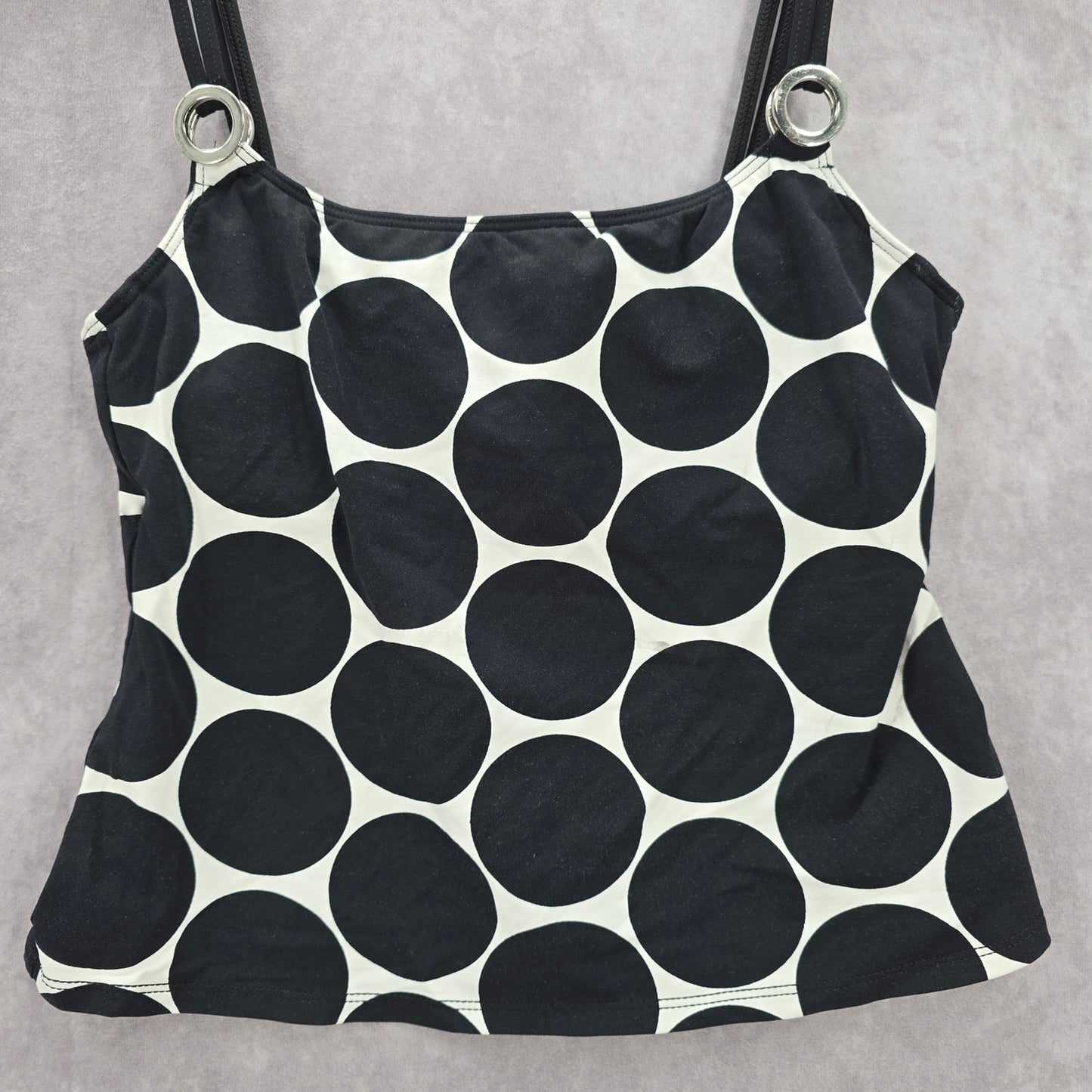 La Blanca Black Polka Dot Crop Padded Swimwear Tankini Tank Top Medium M 8