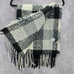 Rampage Black White Plaid Tartan Fringe Tassel Knit Wrap Shawl Scarves Scarf