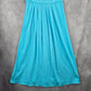 Chadwicks Blue Sleeveless Pleat Flare Midi Long Boho Cotton Dress Large
