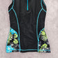Danskin Black Floral Rash Guard Zip Swimwear Tankini Tank Top Medium M 10