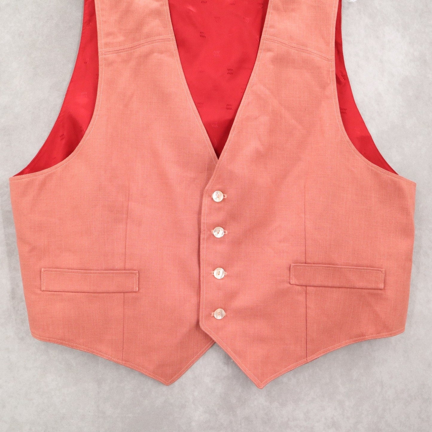 Orange 4 Button Point Red Welt Pocket Waistcoat Formal Tuxedo Suit Vest 48R