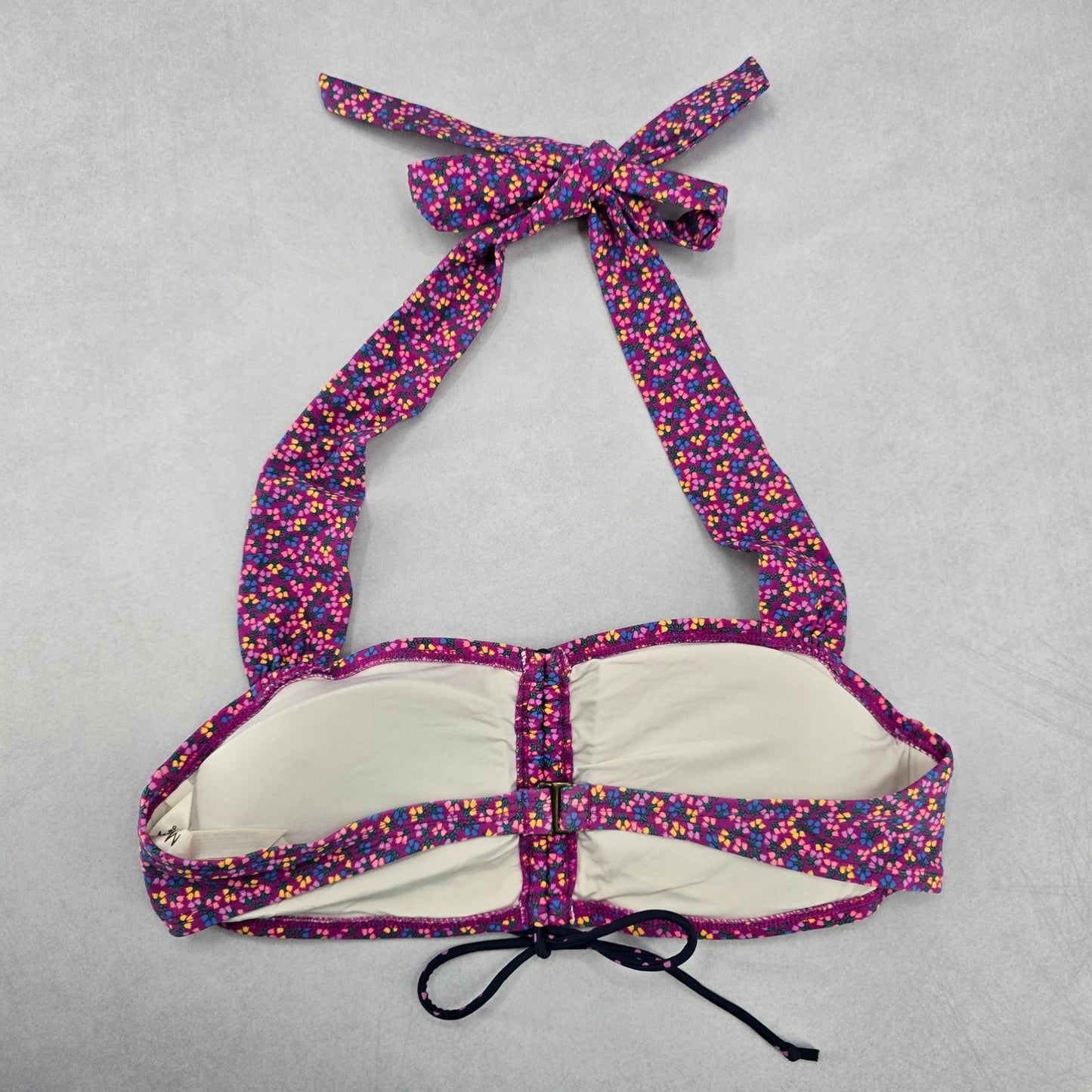 Matilda Jane Purple Floral Halter Tie Padded Bikini Bralette Swim Top S Small