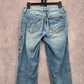 129. Seven7 Blue Embroidered Floral Straight Tapered Denim Pants Jeans 6