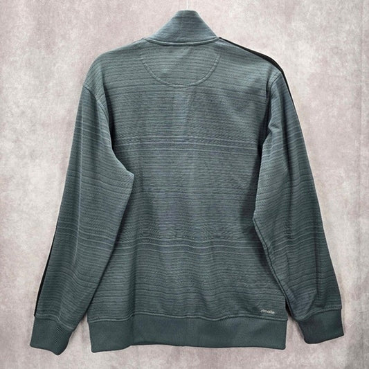 Adidas Gray Stripe Active Sports Full Zip Light Track Suit Coat Jacket Large L